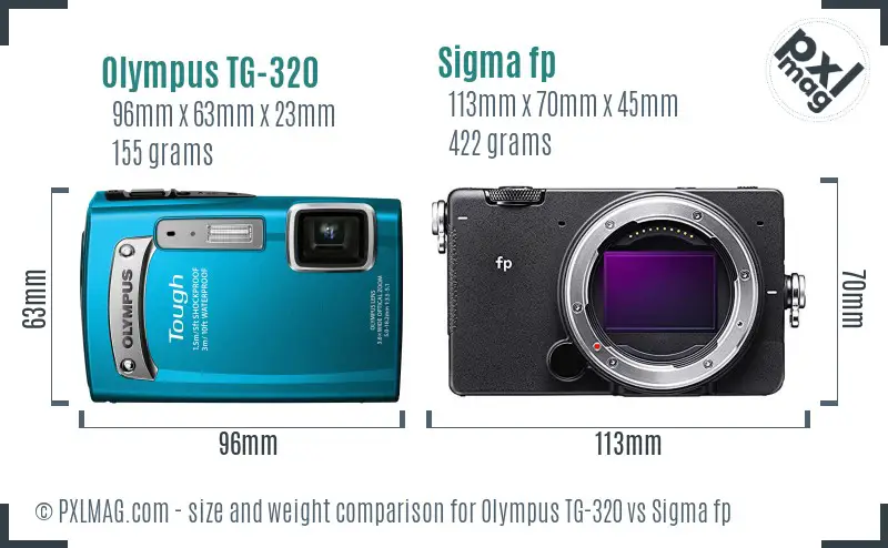 Olympus TG-320 vs Sigma fp size comparison Olympus TG-320 vs Sigma fp size comparison