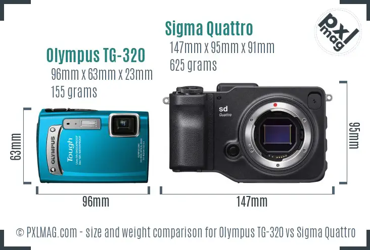 Olympus TG-320 vs Sigma Quattro size comparison Olympus TG-320 vs Sigma Quattro size comparison