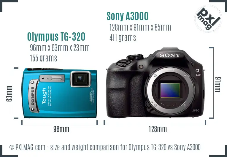 Olympus TG-320 vs Sony A3000 size comparison Olympus TG-320 vs Sony A3000 size comparison