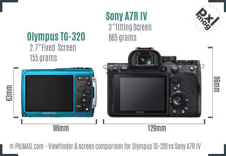 Olympus TG-320 vs Sony A7R IV Screen and Viewfinder comparison