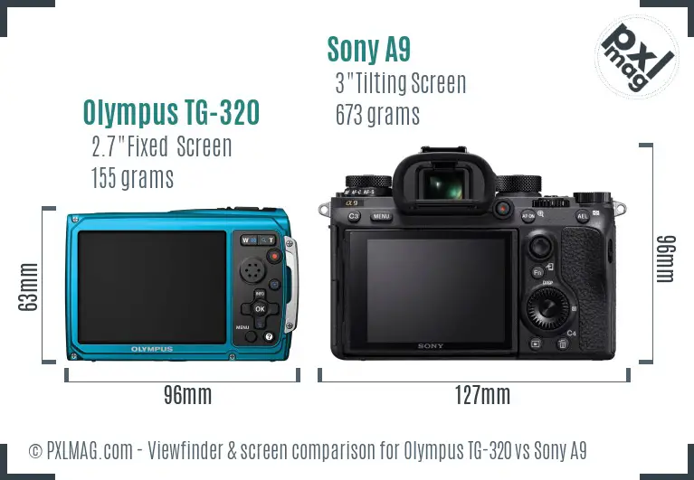 Olympus TG-320 vs Sony A9 Screen and Viewfinder comparison