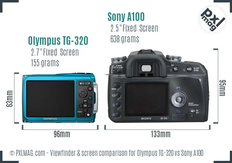 Olympus TG-320 vs Sony A100 Screen and Viewfinder comparison