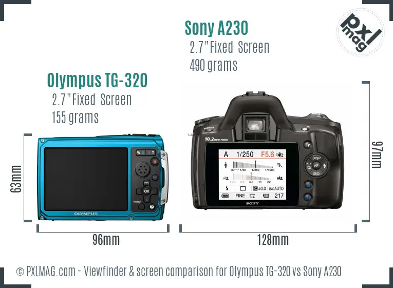 Olympus TG-320 vs Sony A230 Screen and Viewfinder comparison