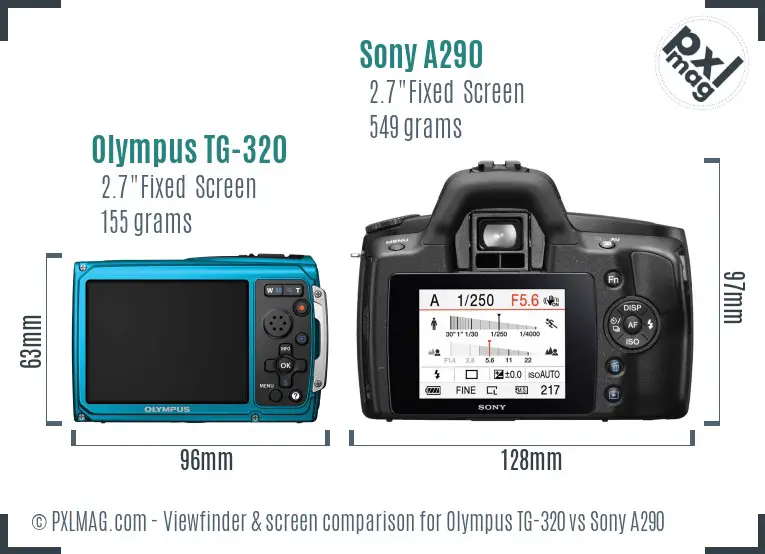 Olympus TG-320 vs Sony A290 Screen and Viewfinder comparison
