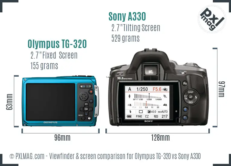 Olympus TG-320 vs Sony A330 Screen and Viewfinder comparison