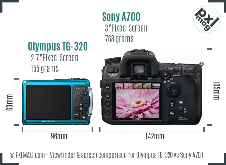 Olympus TG-320 vs Sony A700 Screen and Viewfinder comparison