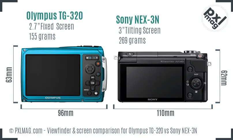 Olympus TG-320 vs Sony NEX-3N Screen and Viewfinder comparison
