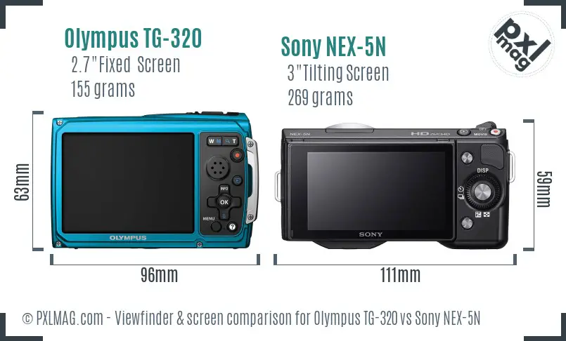 Olympus TG-320 vs Sony NEX-5N Screen and Viewfinder comparison