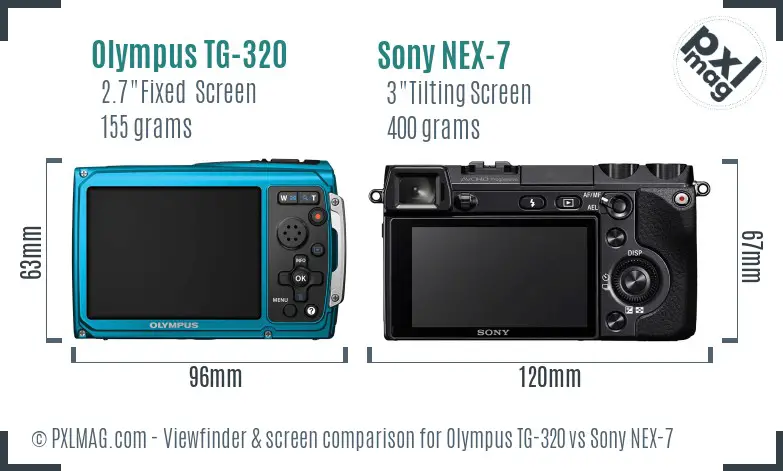 Olympus TG-320 vs Sony NEX-7 Screen and Viewfinder comparison