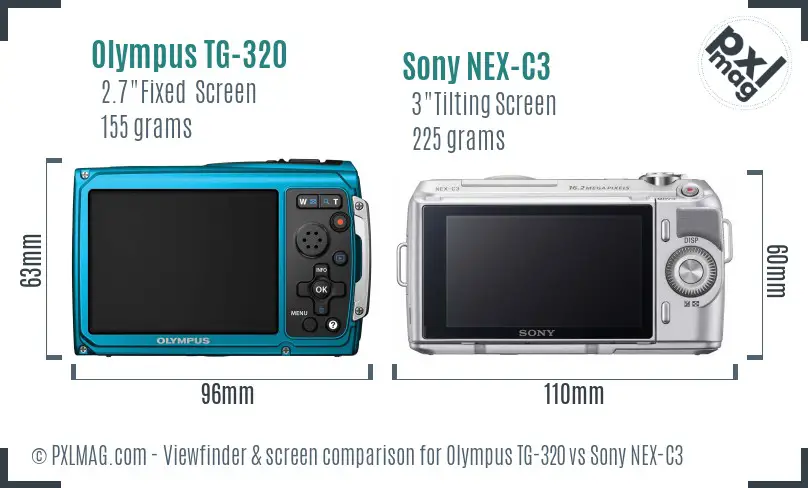 Olympus TG-320 vs Sony NEX-C3 Screen and Viewfinder comparison