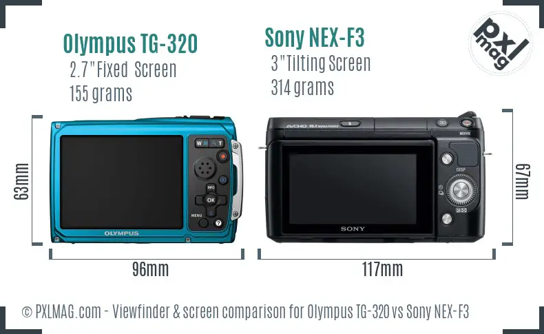 Olympus TG-320 vs Sony NEX-F3 Screen and Viewfinder comparison