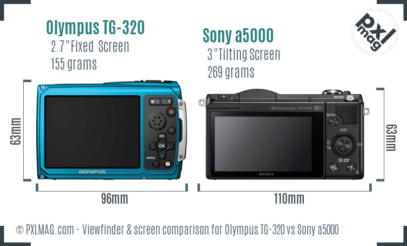 Olympus TG-320 vs Sony a5000 Screen and Viewfinder comparison