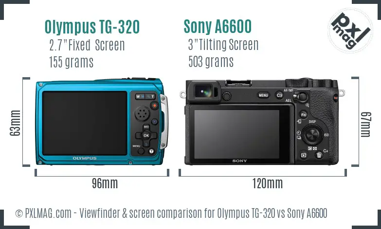 Olympus TG-320 vs Sony A6600 Screen and Viewfinder comparison