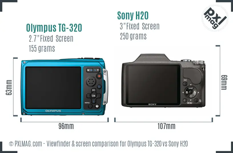Olympus TG-320 vs Sony H20 Screen and Viewfinder comparison