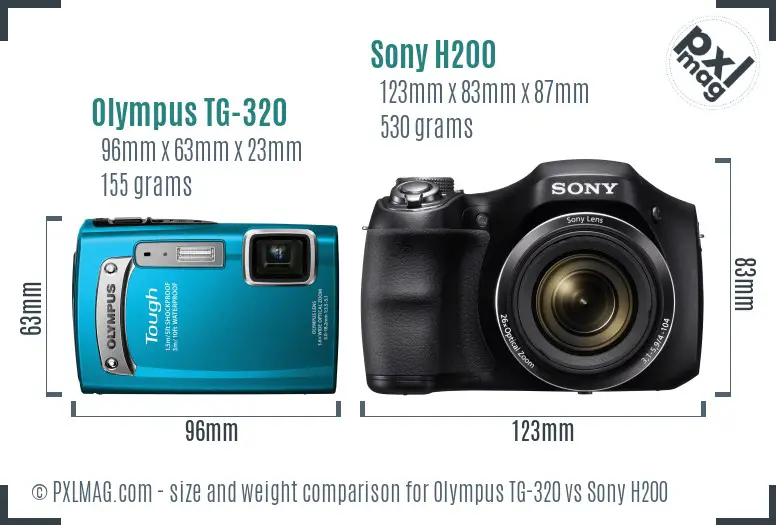 Olympus TG-320 vs Sony H200 size comparison