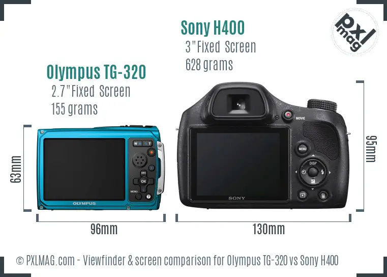 Olympus TG-320 vs Sony H400 Screen and Viewfinder comparison