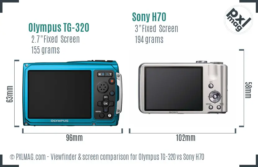 Olympus TG-320 vs Sony H70 Screen and Viewfinder comparison
