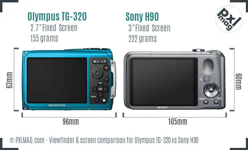 Olympus TG-320 vs Sony H90 Screen and Viewfinder comparison