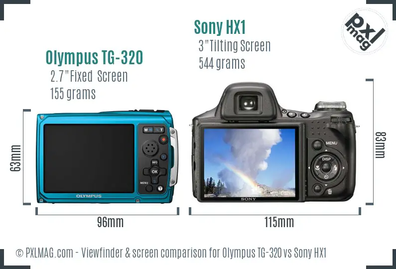 Olympus TG-320 vs Sony HX1 Screen and Viewfinder comparison