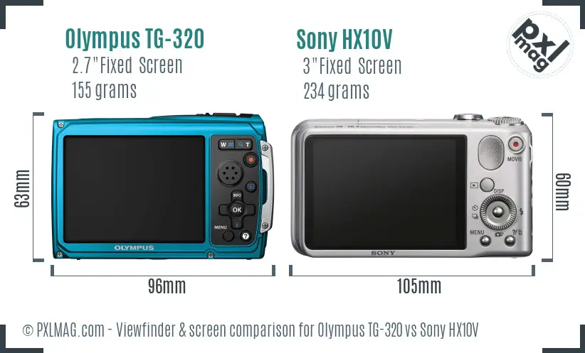 Olympus TG-320 vs Sony HX10V Screen and Viewfinder comparison