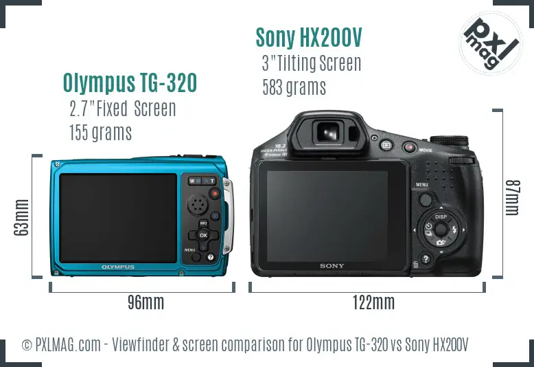 Olympus TG-320 vs Sony HX200V Screen and Viewfinder comparison