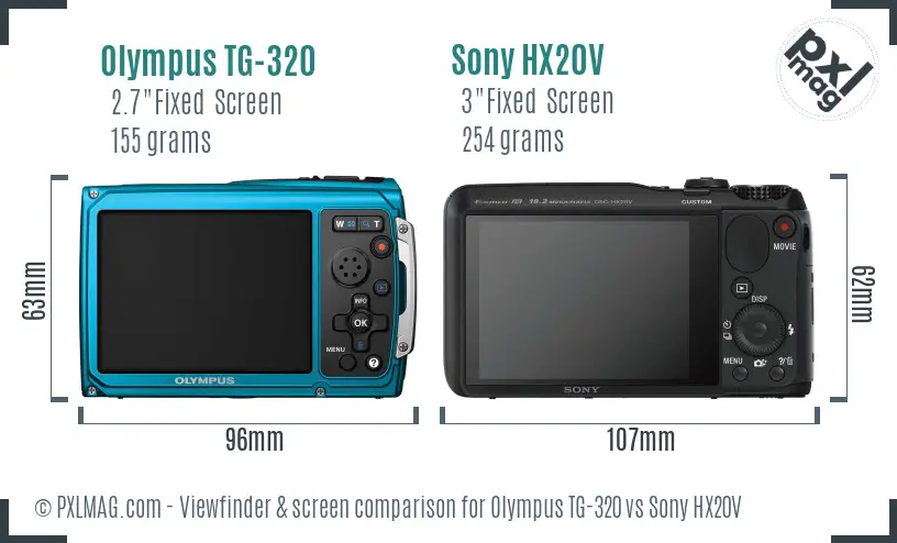 Olympus TG-320 vs Sony HX20V Screen and Viewfinder comparison