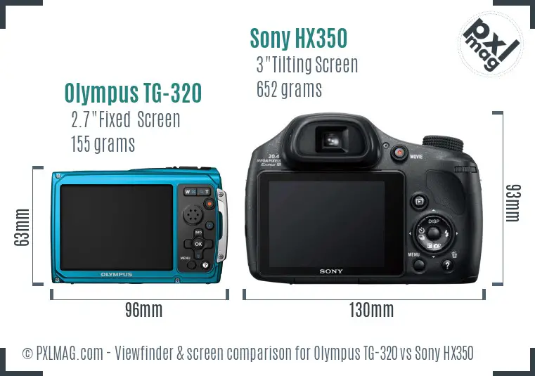 Olympus TG-320 vs Sony HX350 Screen and Viewfinder comparison