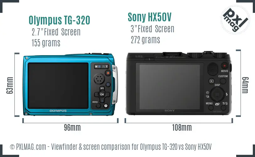 Olympus TG-320 vs Sony HX50V Screen and Viewfinder comparison