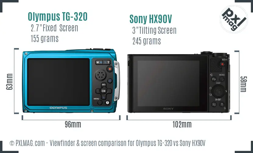 Olympus TG-320 vs Sony HX90V Screen and Viewfinder comparison