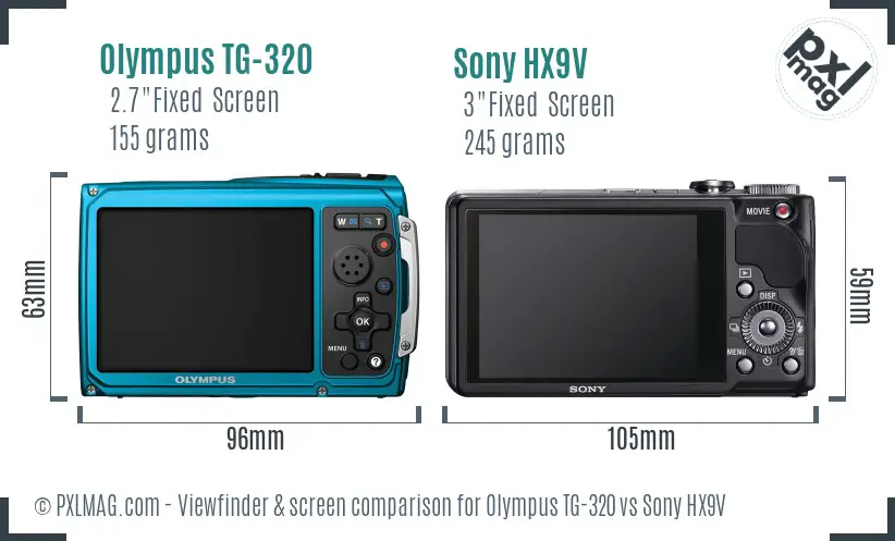 Olympus TG-320 vs Sony HX9V Screen and Viewfinder comparison