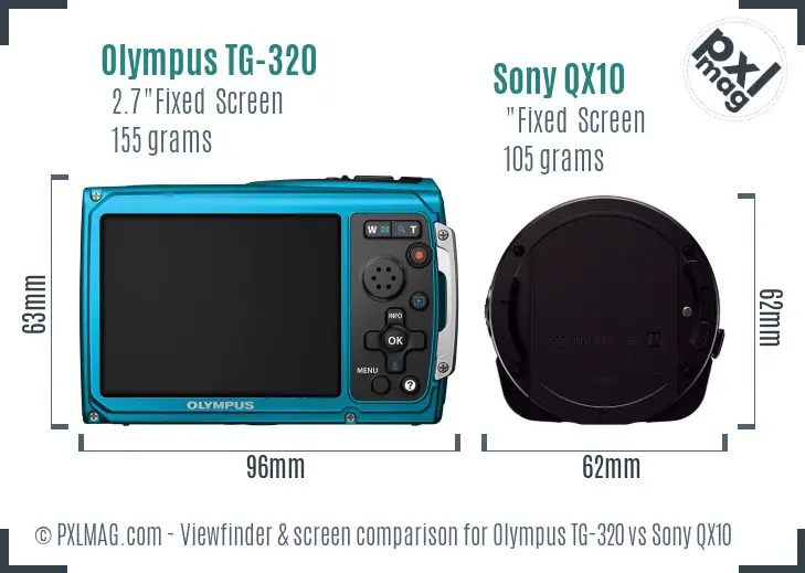 Olympus TG-320 vs Sony QX10 Screen and Viewfinder comparison