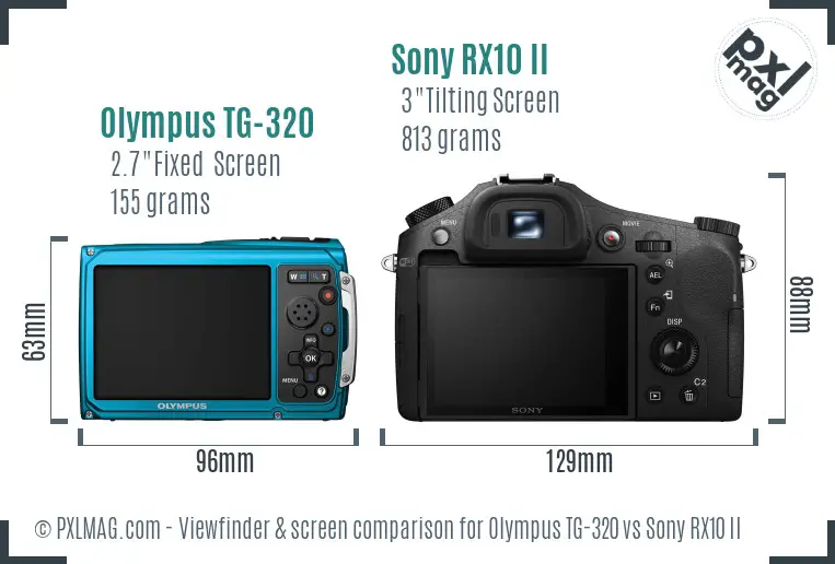 Olympus TG-320 vs Sony RX10 II Screen and Viewfinder comparison