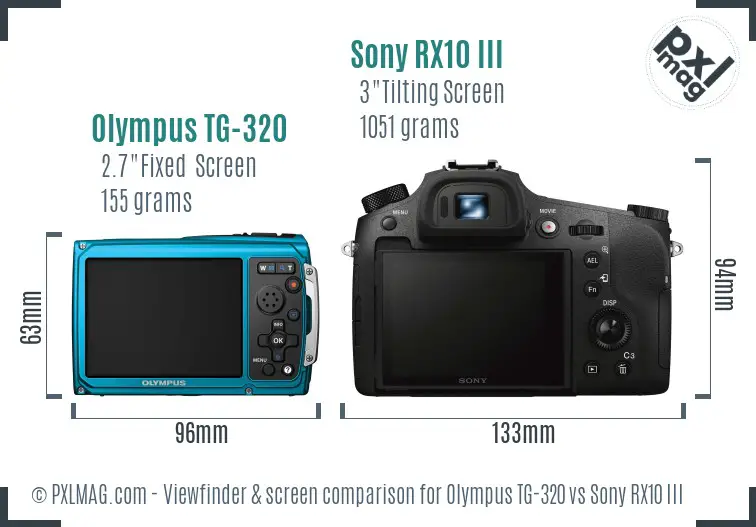 Olympus TG-320 vs Sony RX10 III Screen and Viewfinder comparison