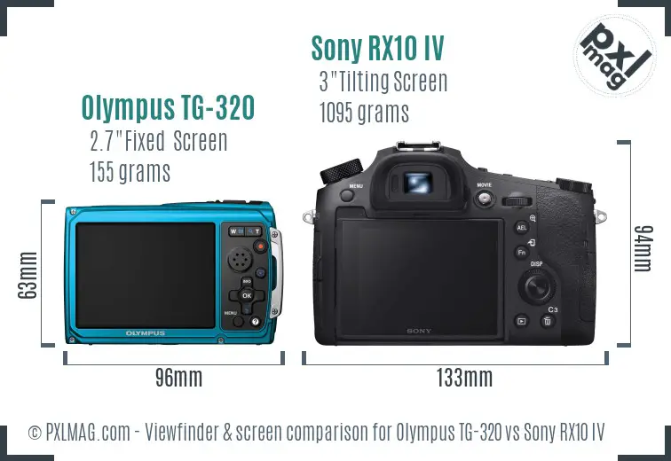 Olympus TG-320 vs Sony RX10 IV Screen and Viewfinder comparison