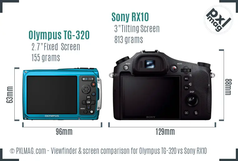 Olympus TG-320 vs Sony RX10 Screen and Viewfinder comparison