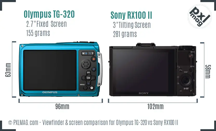 Olympus TG-320 vs Sony RX100 II Screen and Viewfinder comparison