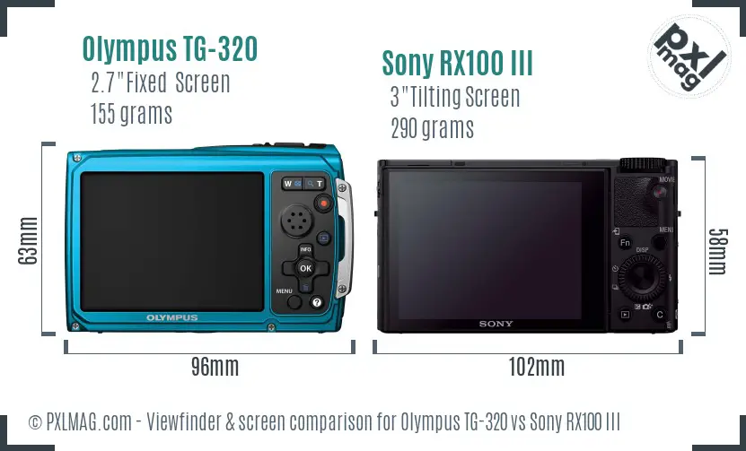 Olympus TG-320 vs Sony RX100 III Screen and Viewfinder comparison