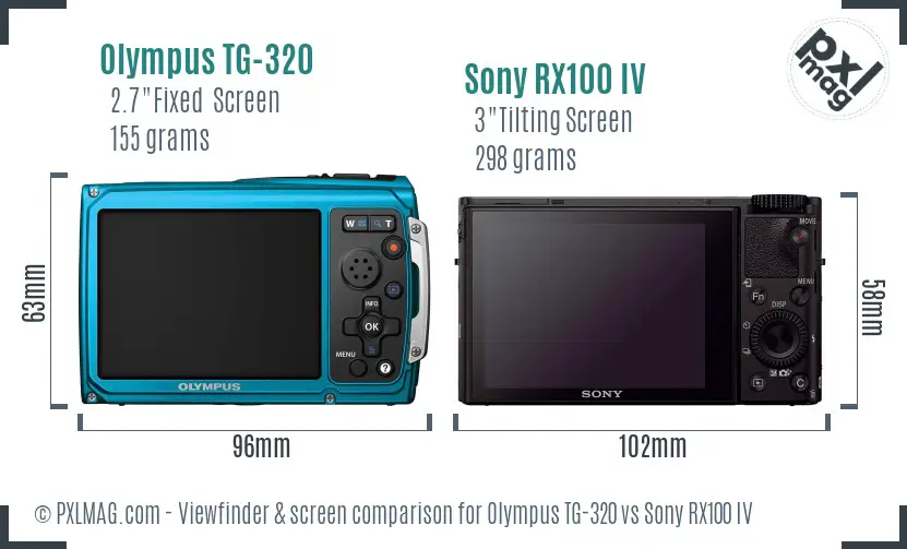 Olympus TG-320 vs Sony RX100 IV Screen and Viewfinder comparison