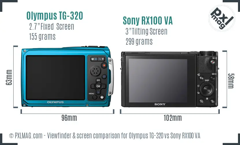Olympus TG-320 vs Sony RX100 VA Screen and Viewfinder comparison