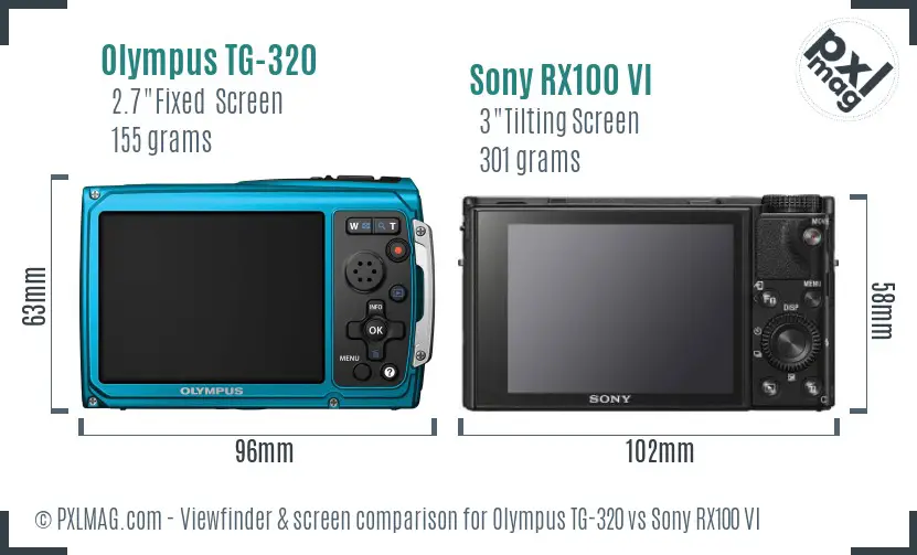 Olympus TG-320 vs Sony RX100 VI Screen and Viewfinder comparison