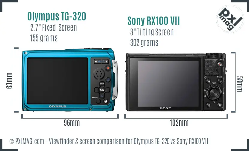 Olympus TG-320 vs Sony RX100 VII Screen and Viewfinder comparison