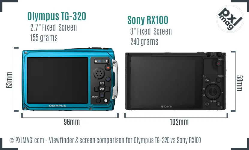 Olympus TG-320 vs Sony RX100 Screen and Viewfinder comparison