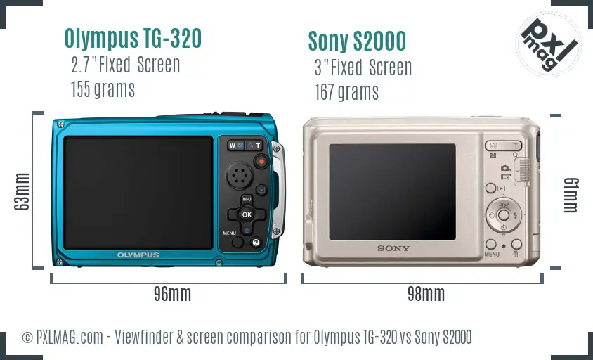 Olympus TG-320 vs Sony S2000 Screen and Viewfinder comparison