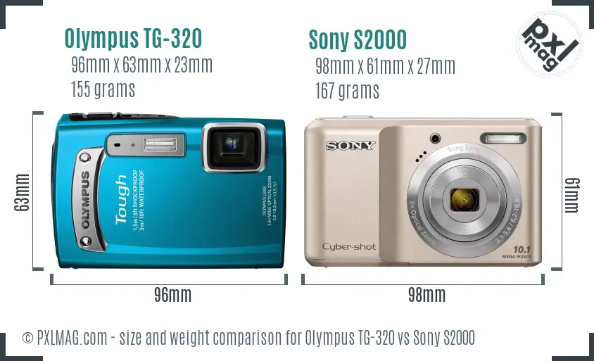 Olympus TG-320 vs Sony S2000 size comparison