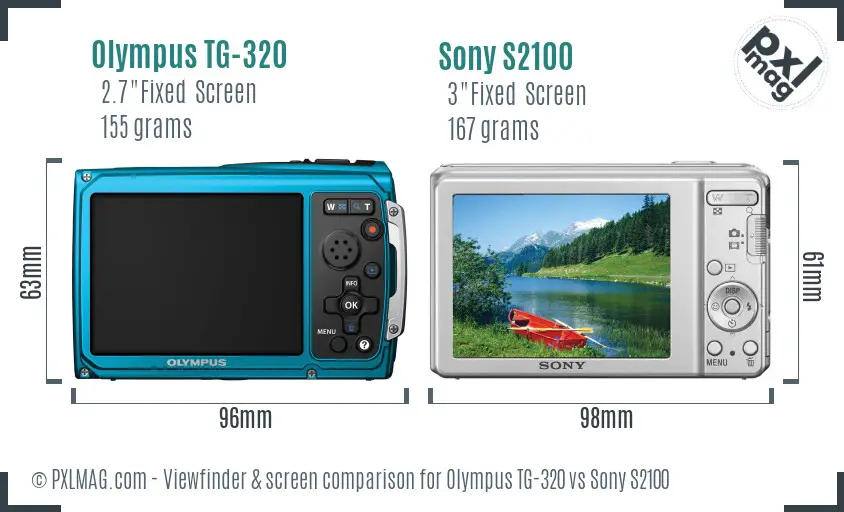 Olympus TG-320 vs Sony S2100 Screen and Viewfinder comparison
