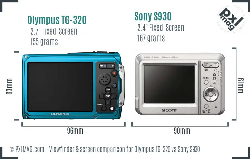 Olympus TG-320 vs Sony S930 Screen and Viewfinder comparison