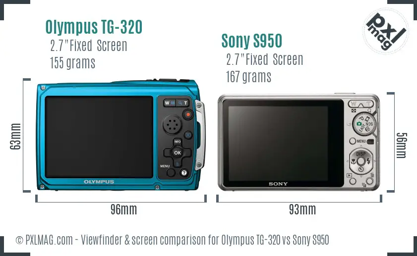 Olympus TG-320 vs Sony S950 Screen and Viewfinder comparison