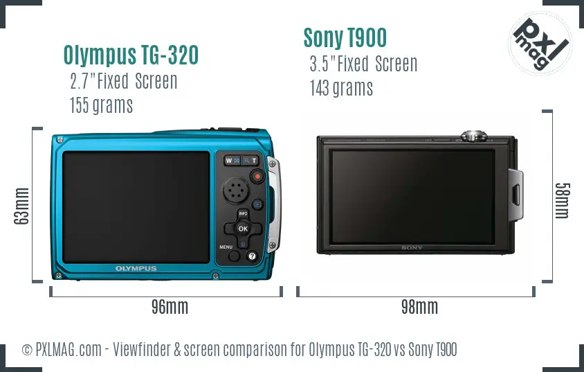 Olympus TG-320 vs Sony T900 Screen and Viewfinder comparison