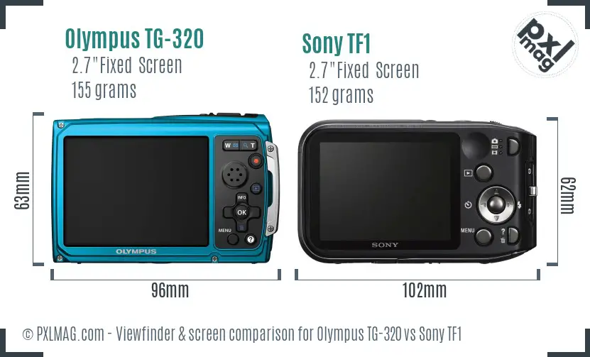 Olympus TG-320 vs Sony TF1 Screen and Viewfinder comparison
