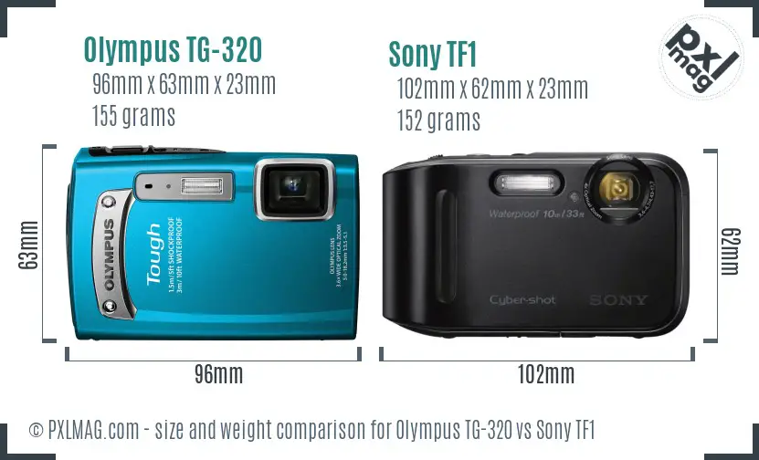 Olympus TG-320 vs Sony TF1 size comparison